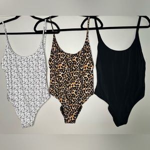 Set of 3 Women’s One Piece Bathing Suits Size Large